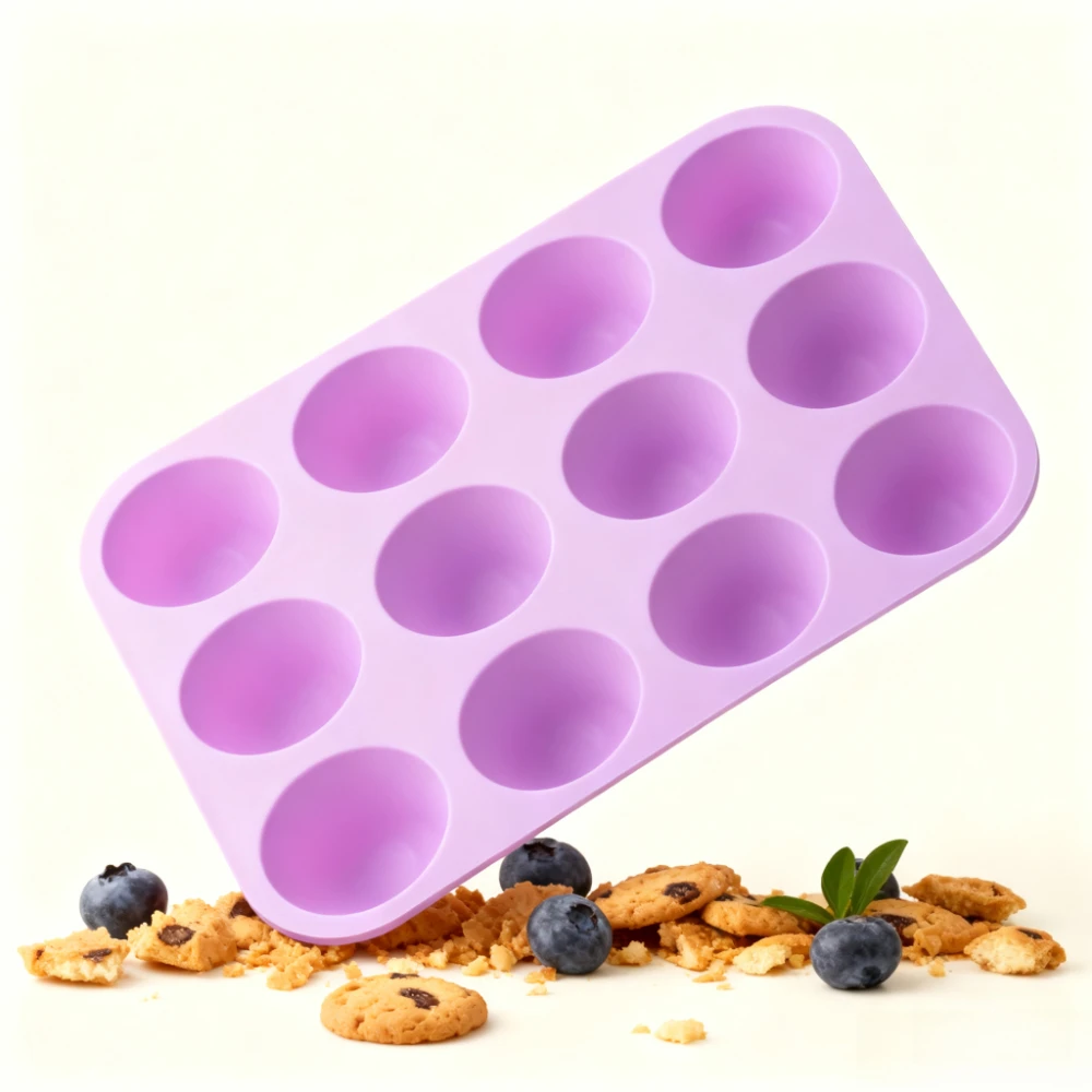 12 Tassen Silikon-DIY-Form, antihaftbeschichtet, Mini-Cupcake-Pfannen, BPA-frei, zum Backen, 3D-Backformen, Gebäck, Schokoladenpfannen, Kuchen-Backwerkzeug