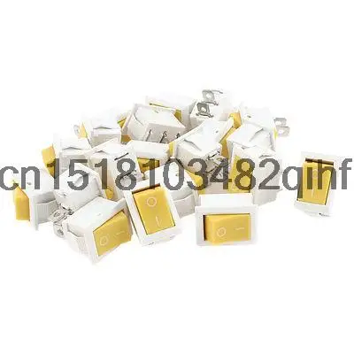20 Pcs AC 250V/125V 10A/6A 2 Pin KCD1 White Yellow Button Boat Rocker Switch