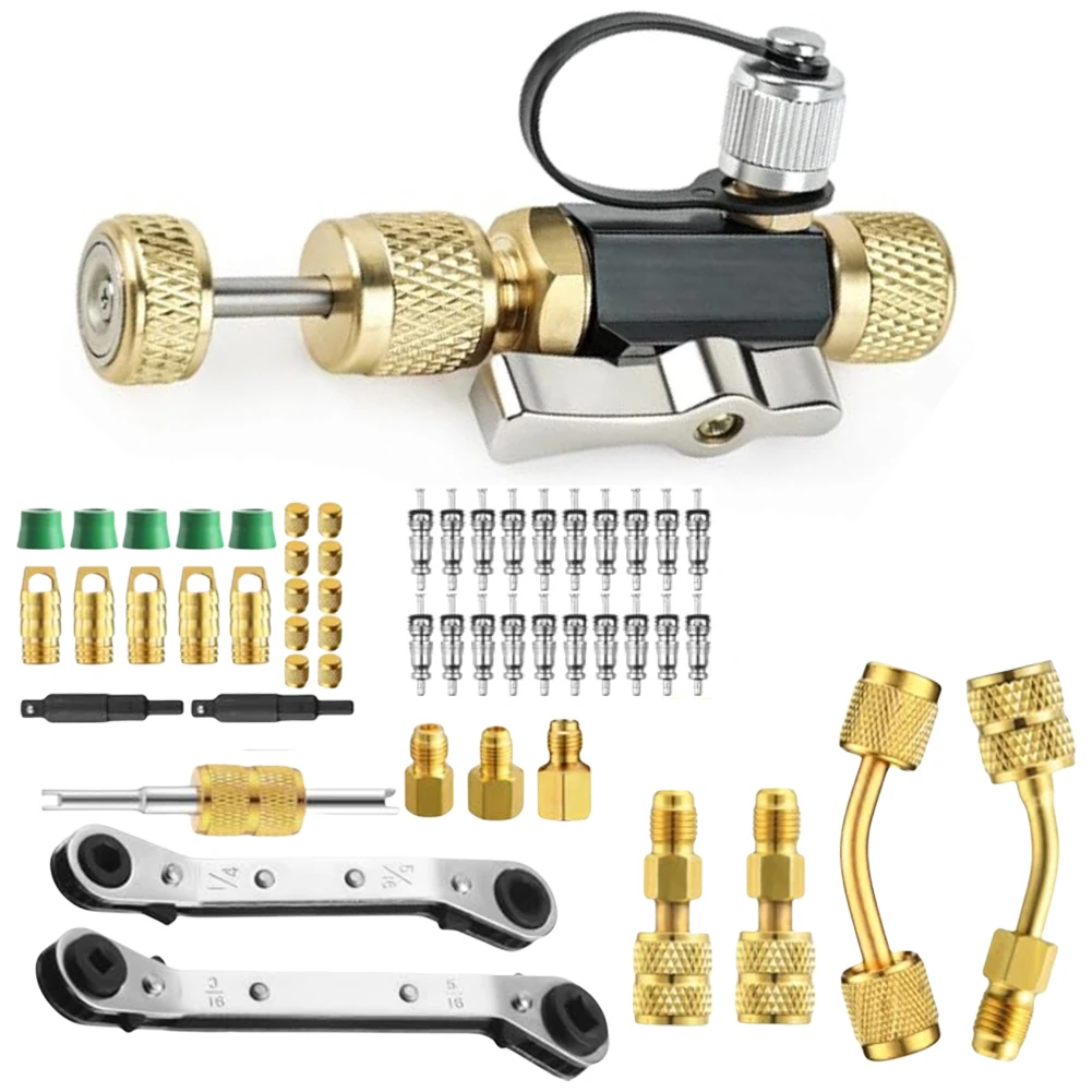 

1 комплект автомобильных вакуумных инструментов для снятия сердечника клапана с двойным ремонтным ключом, инструменты для обслуживания