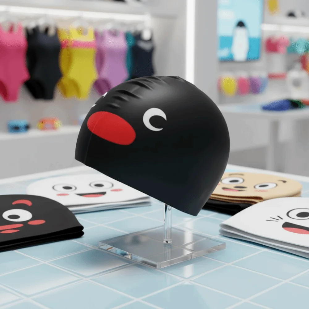 Elastische Pinguin-Badekappe, wasserdicht, bequem, kein Haarziehen, vergrößerte Silikon-Badekappe für den professionellen Einsatz – Detail 4
