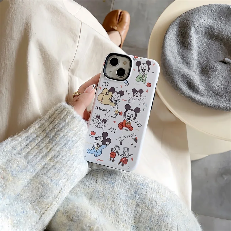 Cartoon Disney Mickey Minnie Mouse Silicone Case For Apple iPhone 11 12 13 14 15 Pro Max Cute Shockproof Protection Back Cover