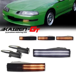 Switchback Amber Sequential LED Car Front Bumper Turn Signal Lights w/ White DRL Parking Lights For Honda Prelude 1992-1996 12V