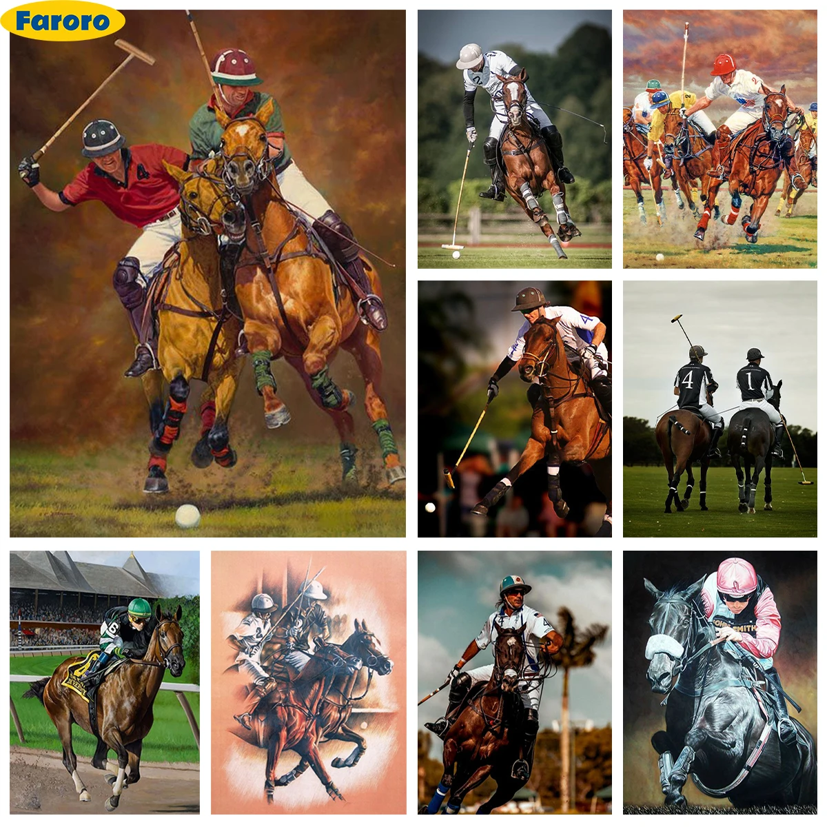 Polo 5D Diamond Painting Kit Horse Riding Diy Diamond Embroidery Cross Stitch Nobleman Sports Poster Home Wall Decor Hand Gifts