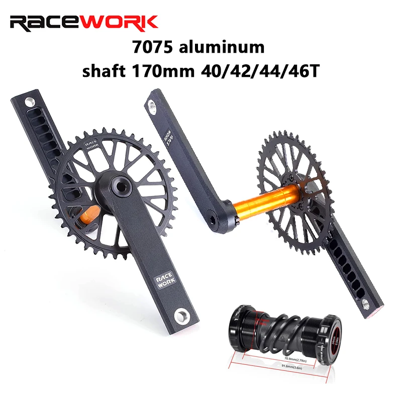 

RACEWORK Road Bike Crankset 9/10/11/12Speed CNC 170mm Hollow Narrow Wide Chainring Bicycle Crank 40/42/44/46T with BB for Gravel