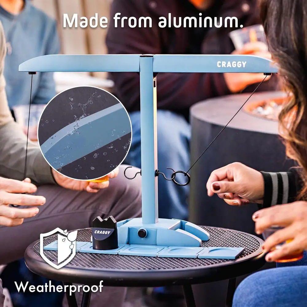 Craggy Games Ring Toss & Shot Ladder Game Hooks XPLR - Crochet et anneau portables en aluminium pour jeux intérieurs/extérieurs - Jeu familial Ni