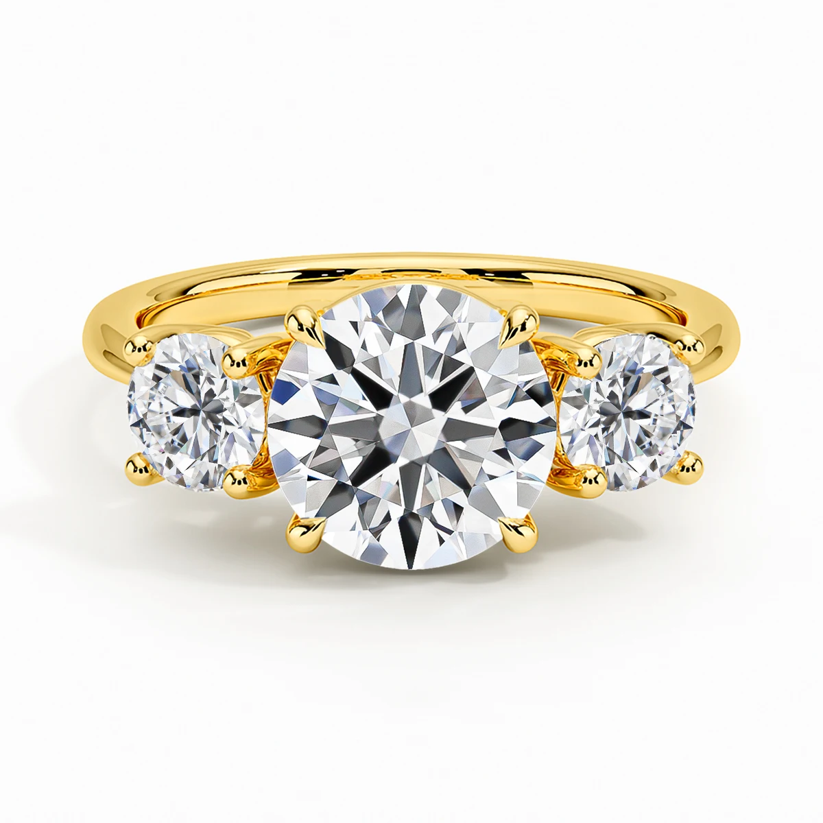 3 Stone D Color Moissanite Diamond Ring 14K Gold Engagement Wedding Au585 Hollow Elegant Finger Rings for Women Fine Jewelry