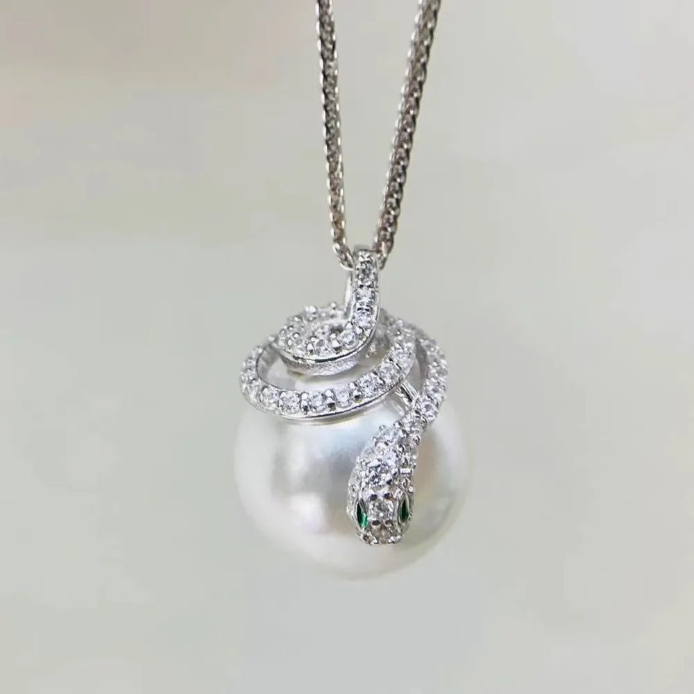 AAAA 10-11mm natural round Akoya WHITE pearl pendant necklace 925 Silver