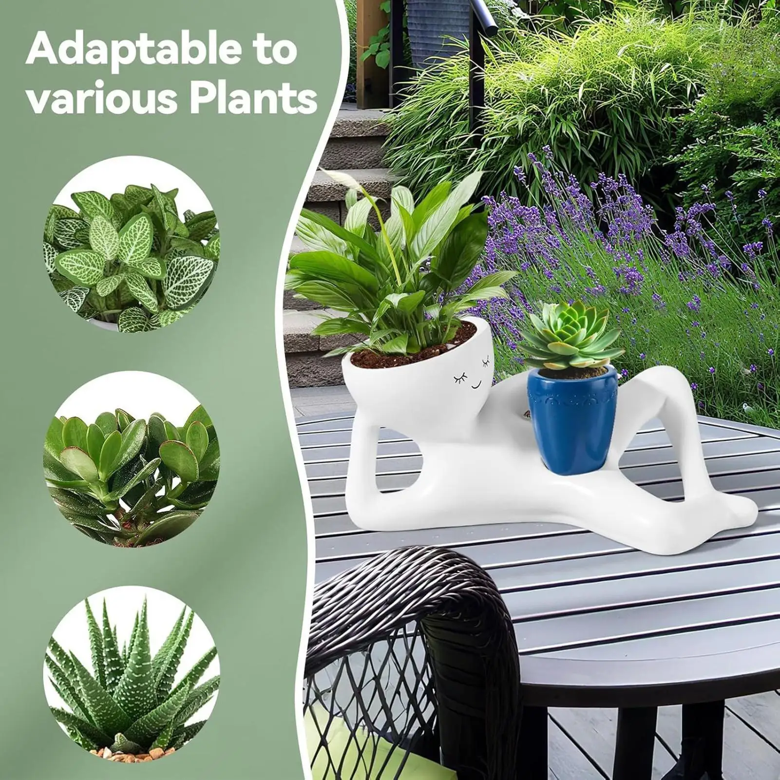 

Face Planter Funny Resin Garden Decor with Drainage Hole Face Pots for Plants for Women Girls Mother Wife Grandmother Indoor