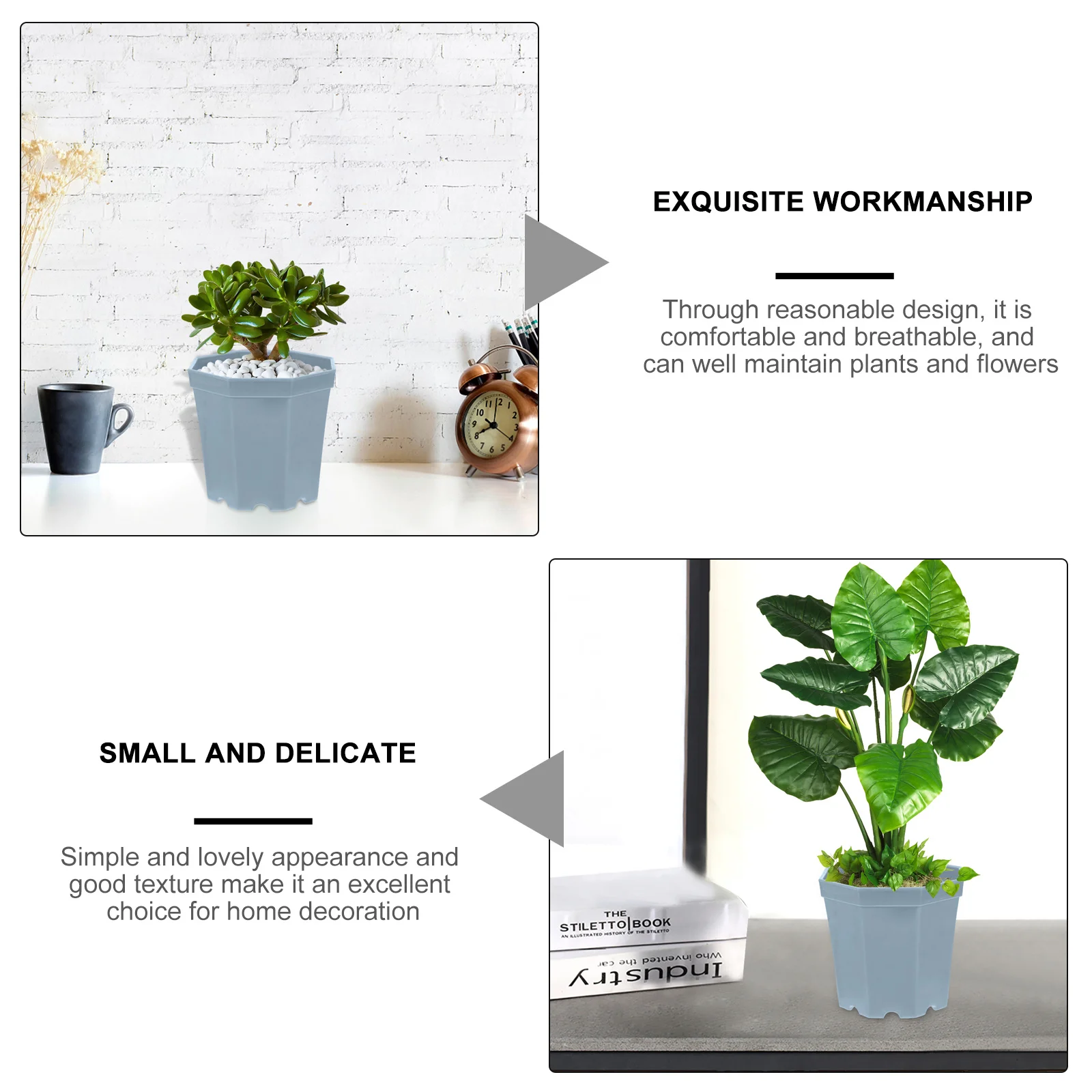 

5Pcs Durable Plastic Planters Simple Lovely Texture Home Gardening Enthusiasts Gift Mini Flowerpot Bonsai Pot Plastic Flowerpot