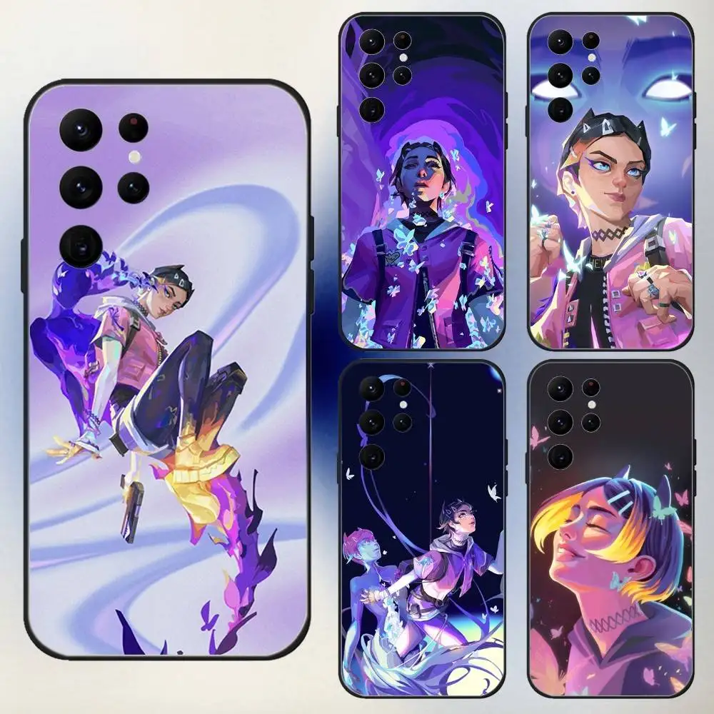 

Clove Valorant Game Phone Case For Samsung S25,24,23,30,21,10,9,Ultra,Plus,Lite,FE,5G Black Soft Case