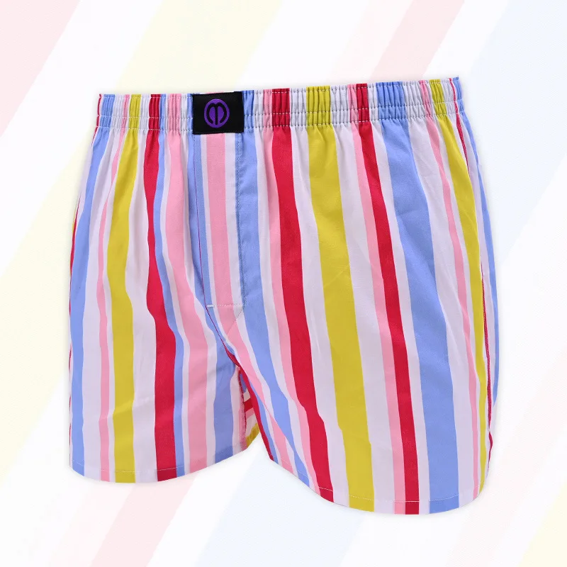 Colored Stripes Pure Underwear Pattern For Men And Women Pattern Comfortable Breathable Shorts For Home Leisure