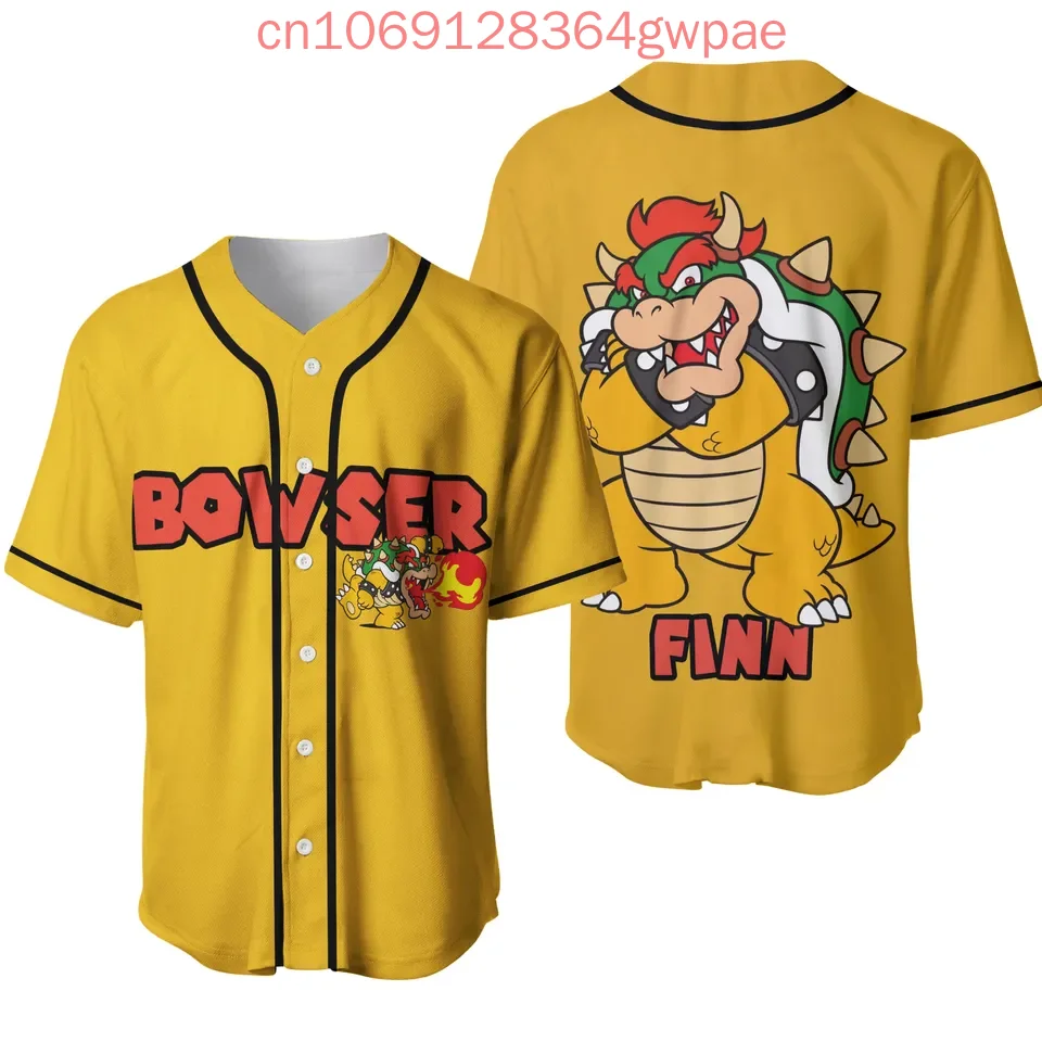 

Super Mario Bowser Baseball Jersey Men's Women Short Sleeve Shirt Summer Casual Sports Kids Jerseys Streetwear Tops