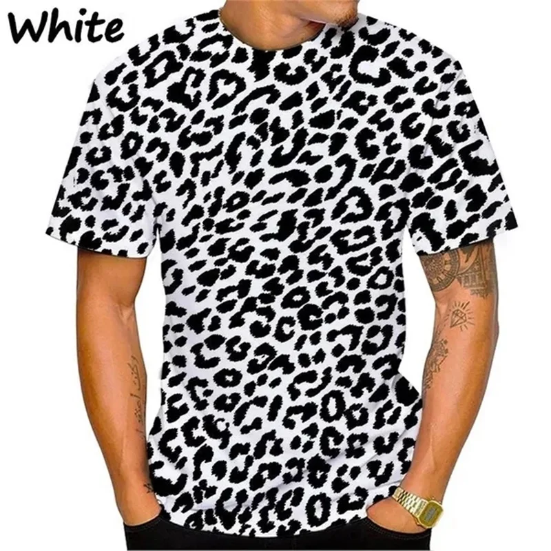 Fashion 3D Printed Leopard Pattern T-shirt Foe Men Round Neck Short Sleeve Men\'s Tee Tops Plus Size Streetwear Men T Shirts