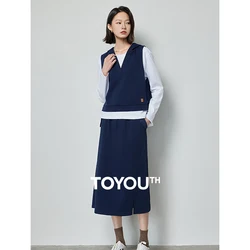 TOYOUTH Women Two Piece Set Dress 2024 Spring New T shirt + Outwear Coat +Eleastic Waist Skirt Sport Casual Sets