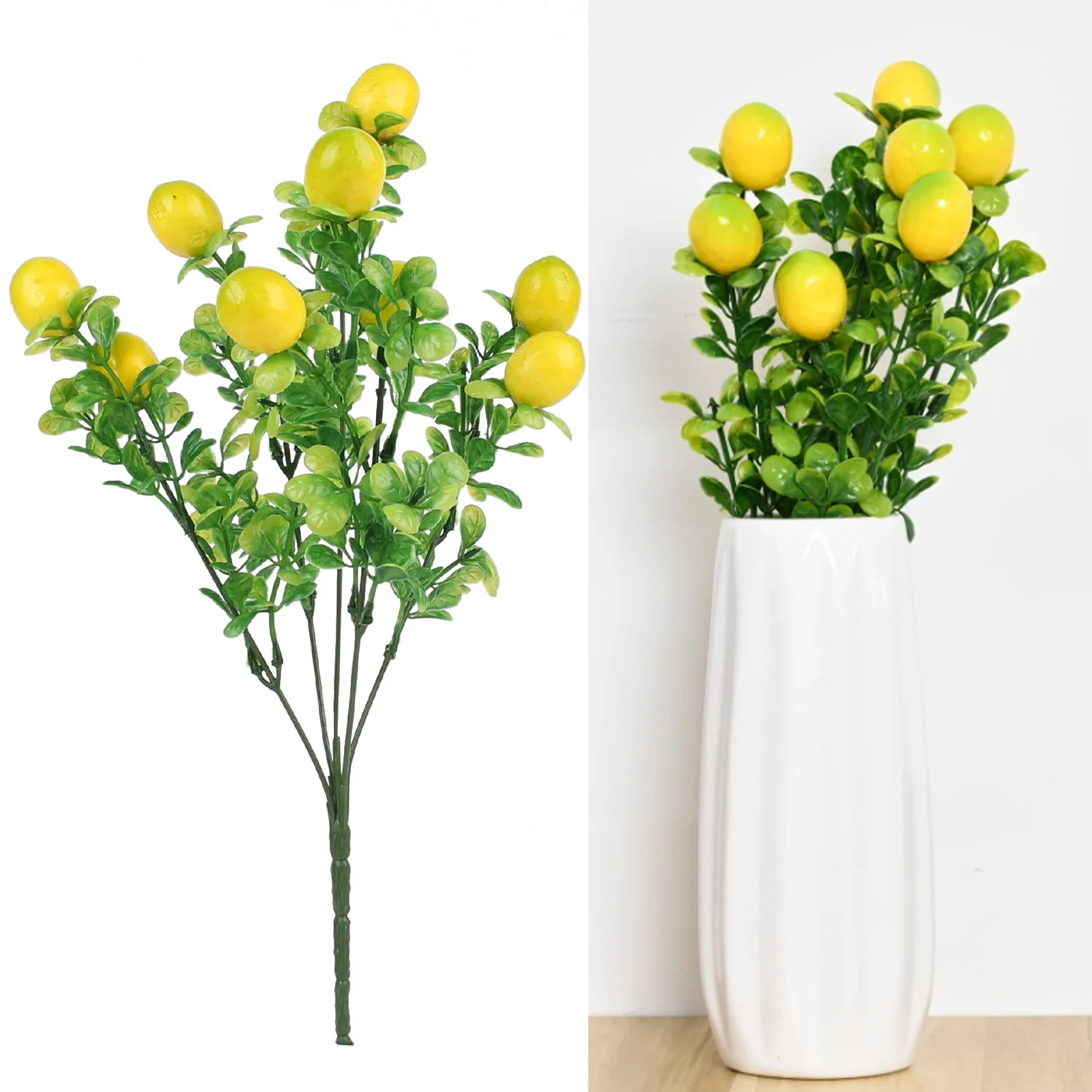 Simulation Lemon Branches Artificial Plants Yellow+Green 36cm Home Decoration Party Supplies 1pcs Foam Fruits Ornament