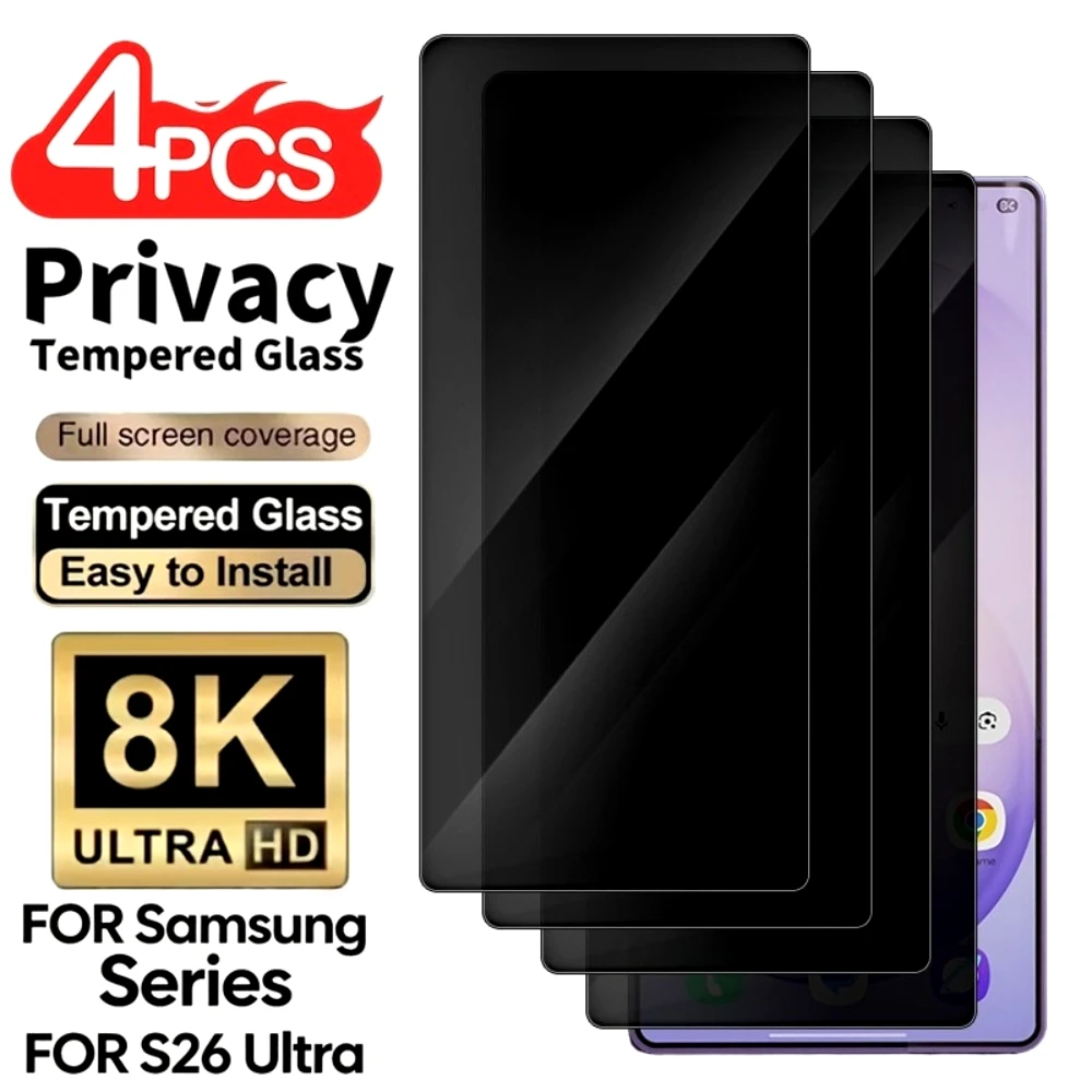 

4 шт. защитное стекло Anti-Spy для Samsung Galaxy S26 S25 S24 Ultra S23 S22 S21 Plus S23 S24 S25 FE, защита от царапин