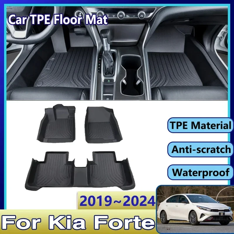 Samochodowa mata podłogowa do Kia Forte BD 2019 ~ 2024 Cerato K3 TPE Wodoodporna podkładka pod stopy Full Tappeto Auto Akcesoria