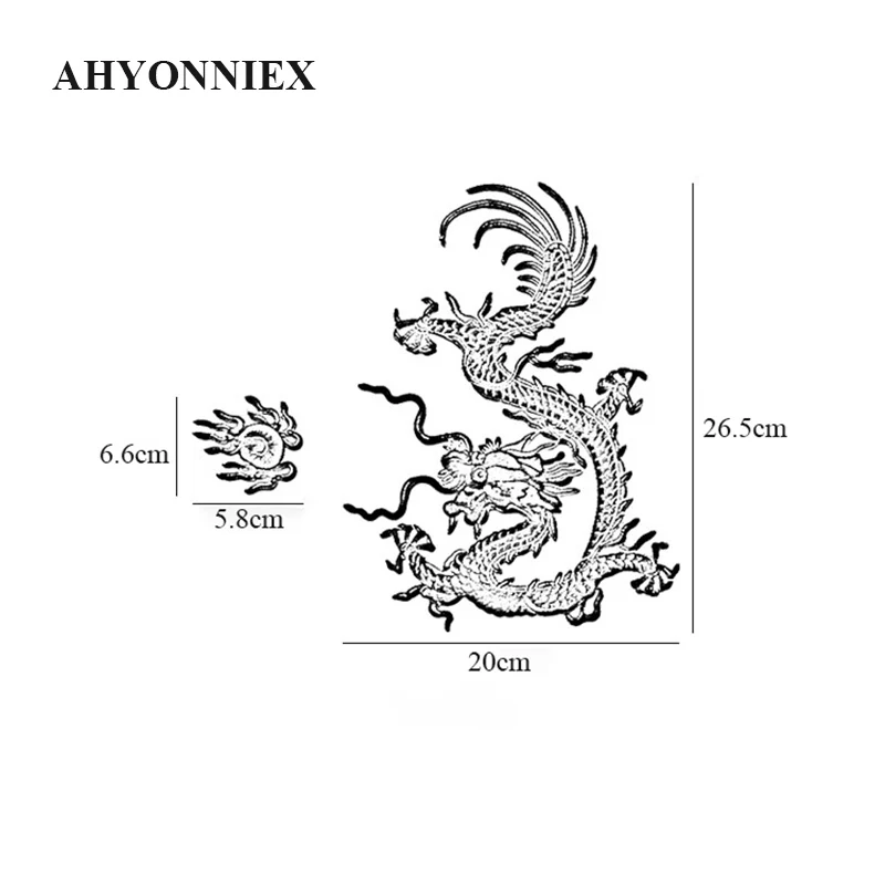 1 pezzo AHYONNIEX Exquisite Large Dragon patch per vestiti adesivi in tessuto fresco fai da te ricamati cucire su toppe