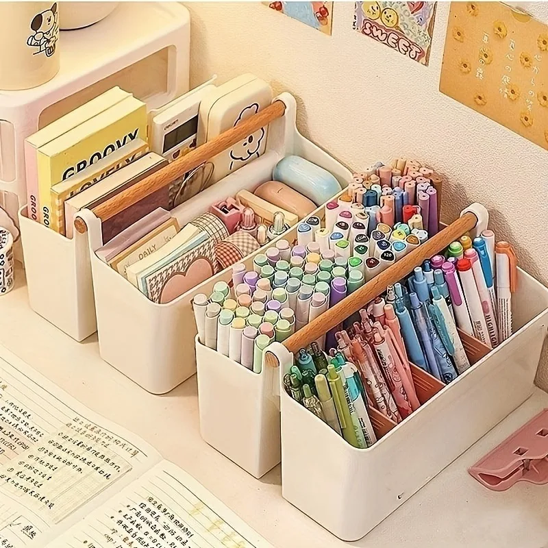 

1pc Pen Holder Large Capacity Male And Female Desktop Pencil Box Desk Marker Pen Brush Watercolor Pen Rack