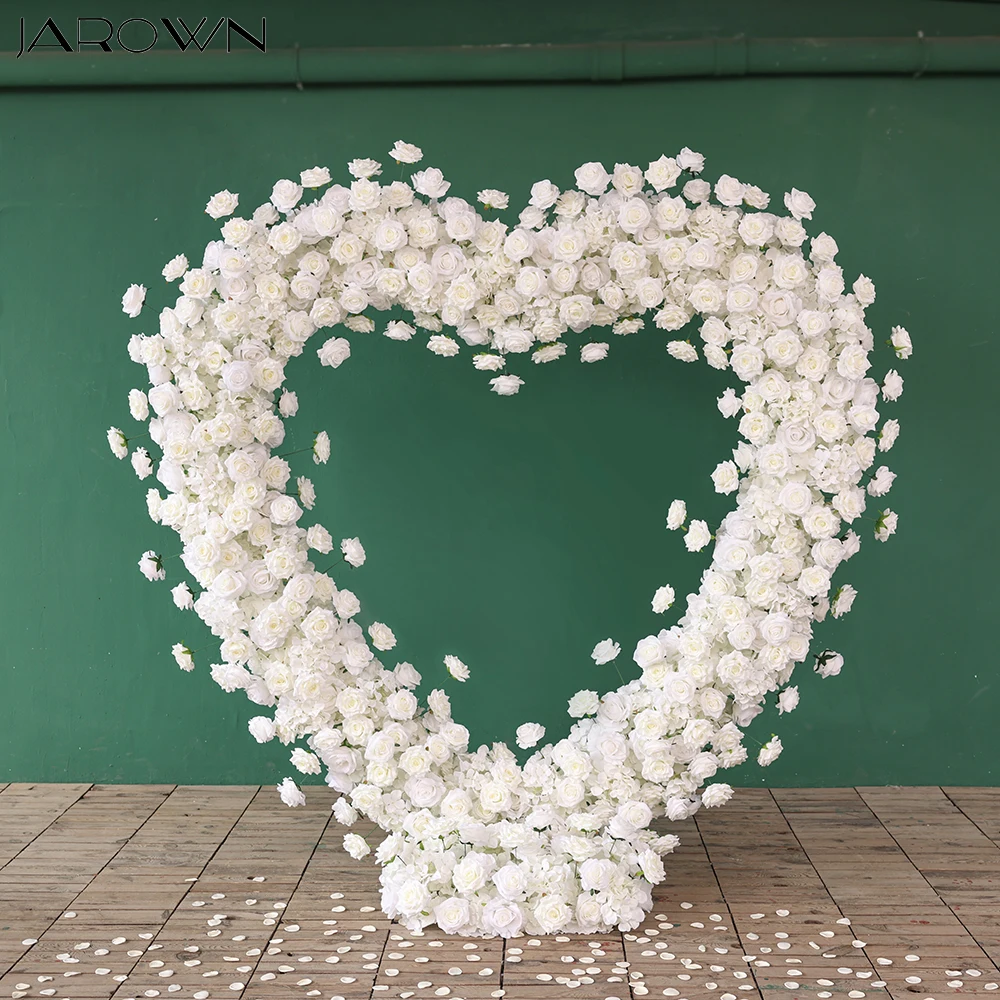 Wedding Party Decorations Luxury White Series Rose Hydrangea Love Heart Shape Flower Arrangement for Home Decors Proposal Props