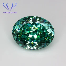 Paraiba Green Oval 100 Faceted Cut Cubic Zirconia Lab Zircon CZ 4K Cutting 5A+ Quality for Jewelry Making