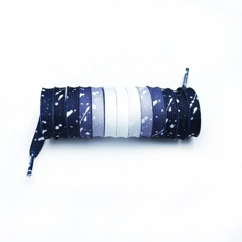 Flache, farbverlaufende Schnürsenkel mit Spritzdruck, bunte Schnürsenkel für Damen, Herren, Sport, Freizeit, Basketball, Canvas-Schuhe, Schuhbänder – Detail 9