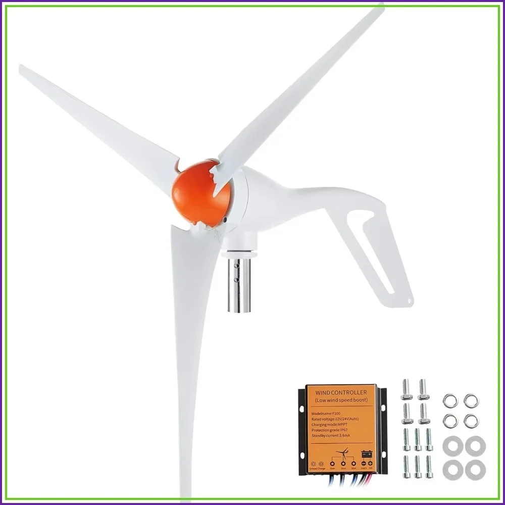 500W 12V Wind Turbine Generator Kit with MPPT Controller, 3-Blade, 2.5m/s Start, for RV Boat Home Farm