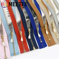 3Pcs 3# Pearl Metal Zippers for Sewing 15-70cm Open-End/Close-End Zipper Bag Jacket Coat Zips Repair DIY Clothes Accessories