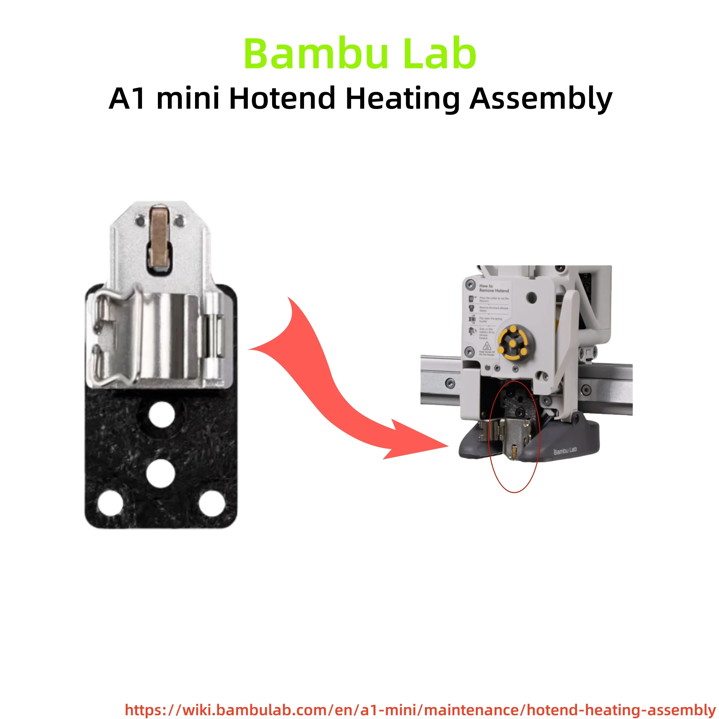 Bambu Lab 3D Printer A1 mini Hotend Heating Assembly Original 3D Printer Accessories