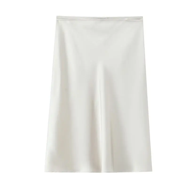 Saia Midi de Cintura Alta em Cetim de Seda Moda Fena Nova Chegada Verão 2025 Saia de Gaiola de Chiffon Qualidade E...