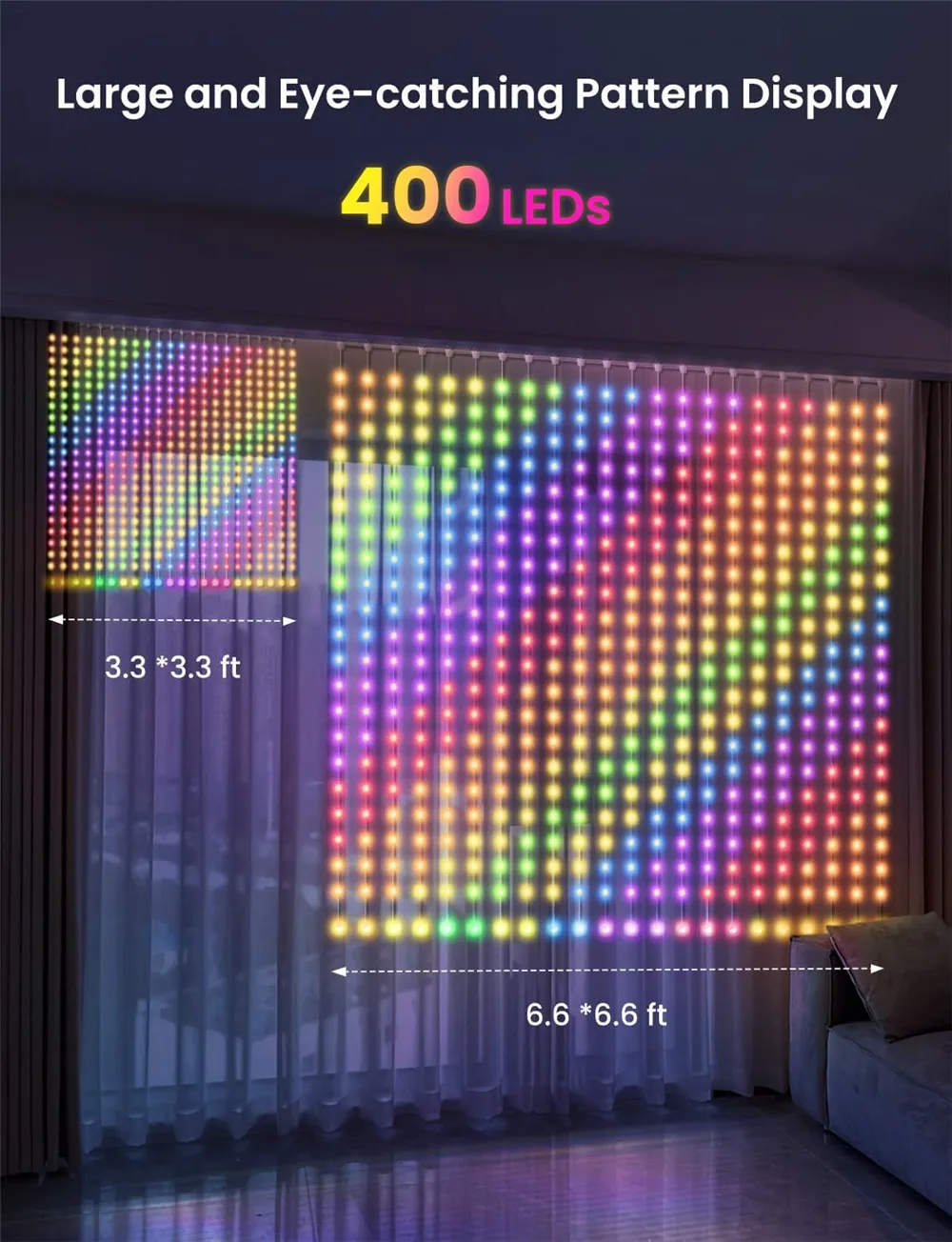 400-800 LED Smart Curtain Lights String Lights with App Remote Control Music Sync Christmas Curtain String Outdoor Fairy Lights