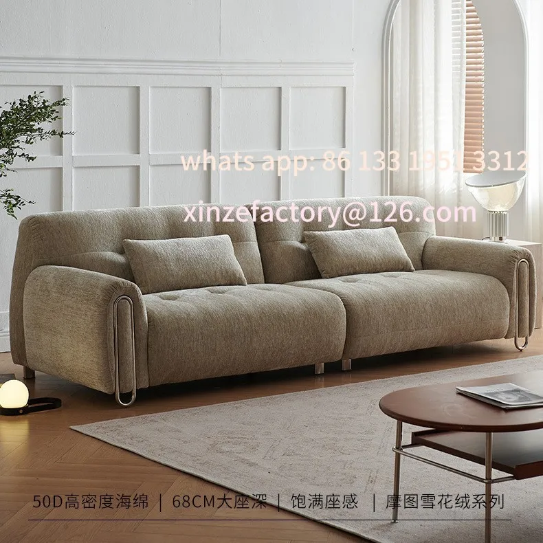 

Customizable chenille sofa French retro medieval chenille fabric sofa living room straight sofa