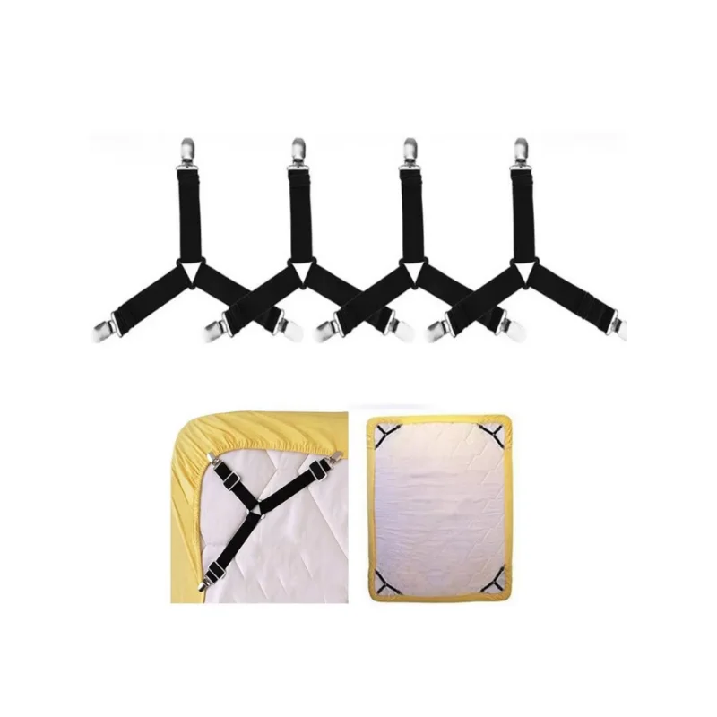 4Pcs/lot Bed Sheet Fasteners Holder Gadgets for Bed Sheet Organizer Mattress Cover Clip For Home Elastic Straps Adjustable Clips