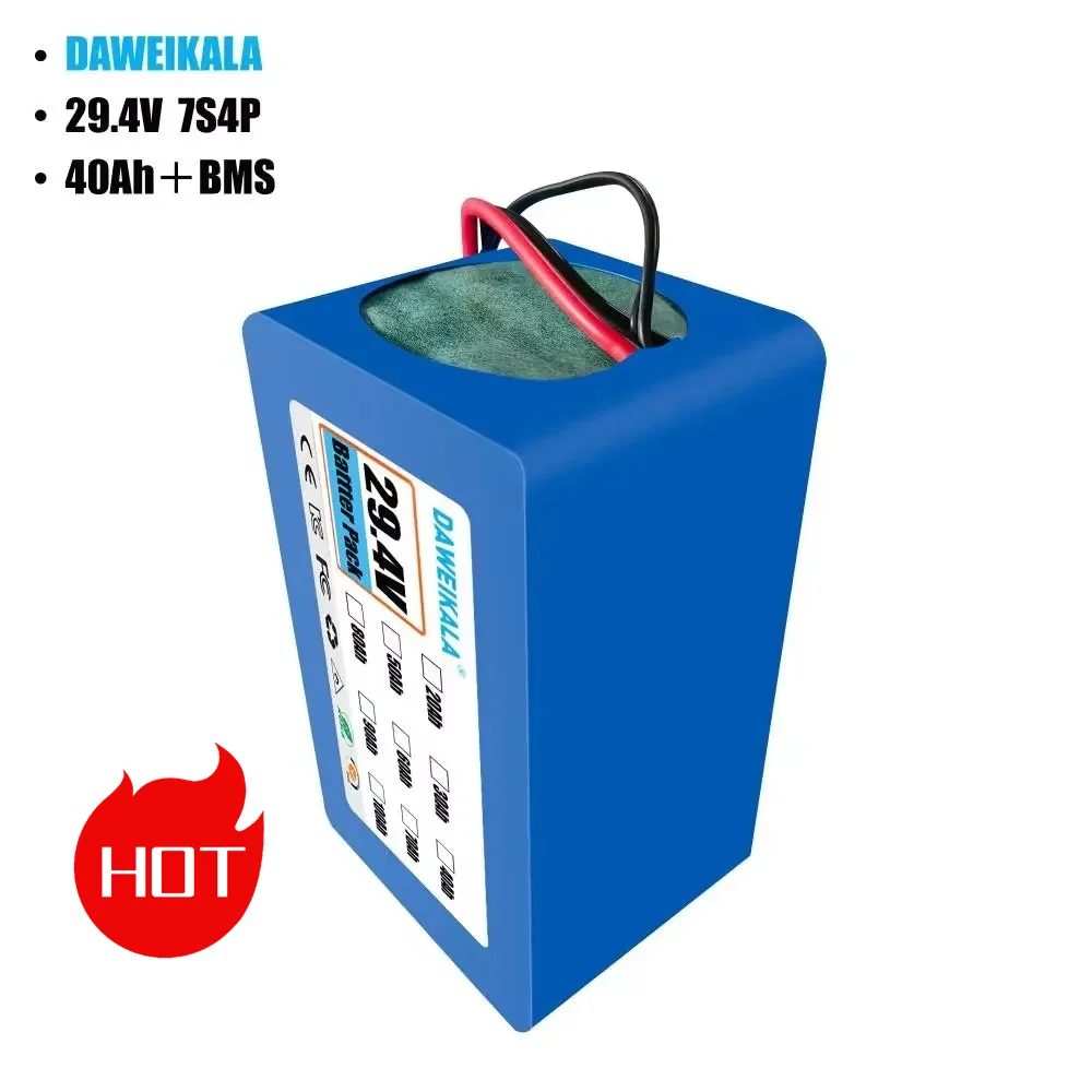 

7S4P 29.4V 40Ah Li-ion Battery Pack – High-Power for 250W-350W E-Bikes/Scooters | Built-in BMS