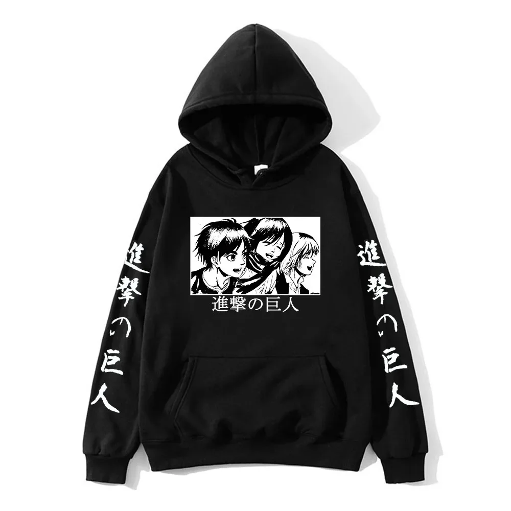 Attack On Titan Sweatshirt Eren Yeager Hoody Mikasa Ackerman Pullovers Anime Graphic Plus Size Hoodie Women Sweatshirts Clothes