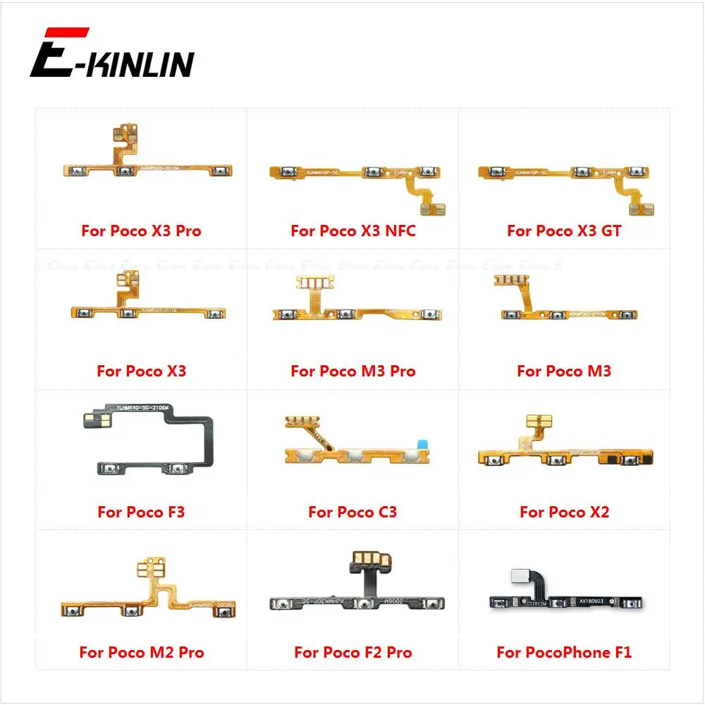 Switch Power ON OFF Key Mute Volume Button Ribbon Flex Cable For XiaoMi Poco X2 X3 NFC GT C3 M2 M3 F3 F2 Pro Max PocoPhone F1