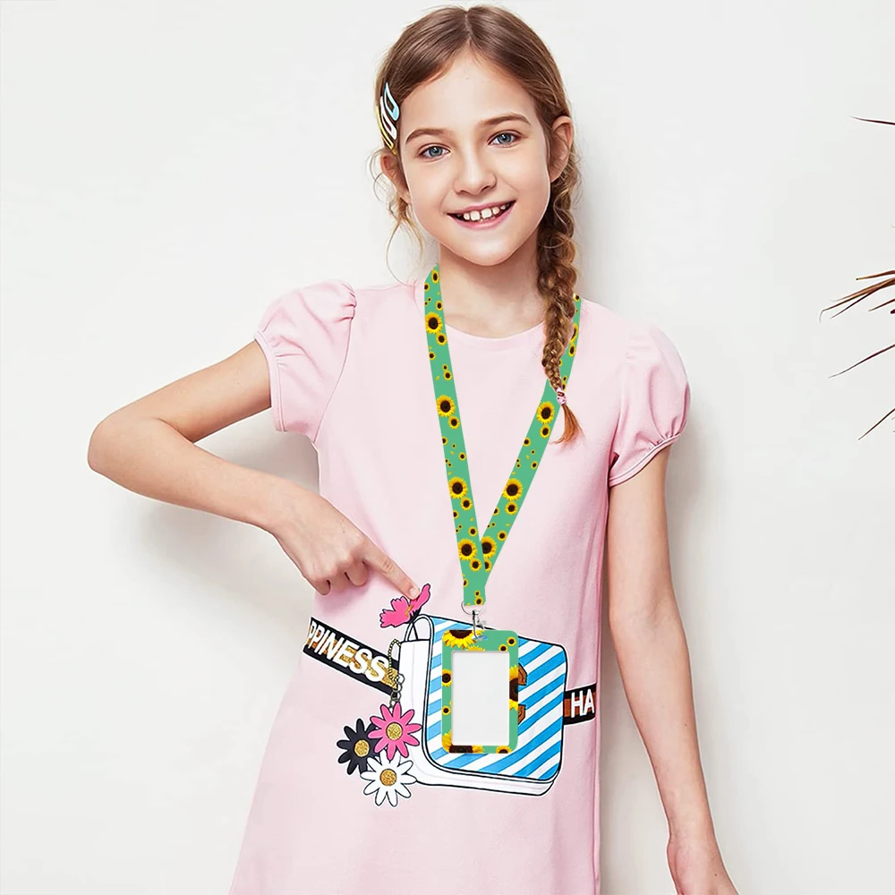 Mooie bloemen kaarthouder Mooi hangend touw ID-pas hang accessoires houder lanyard Student Bus passr beschermhoes