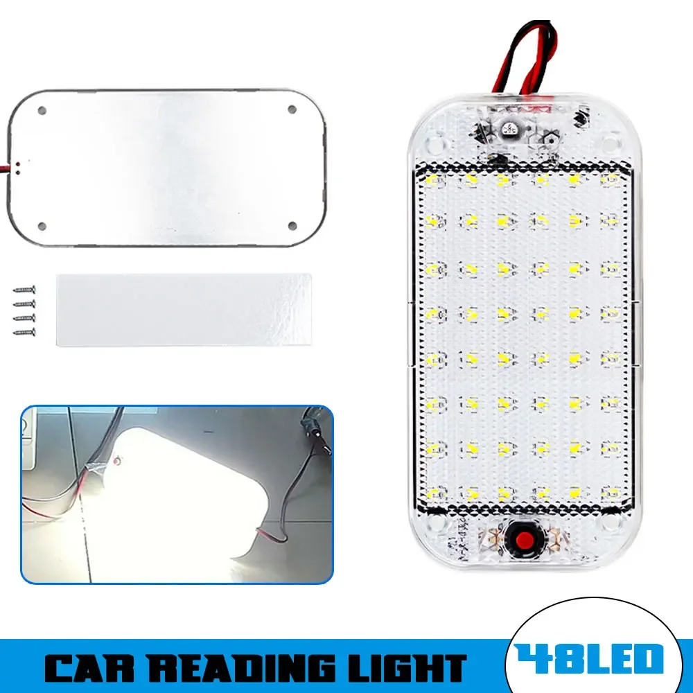 48 LED 패널 라이트 자동차 인테리어 독서 램프 고휘도 캐빈 조명, 밴 트럭 RV 보트 캠핑카 조명 스트립 12V-24V