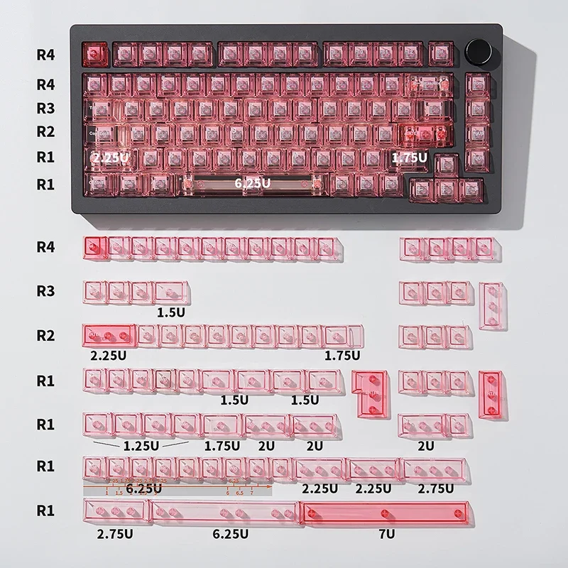 Imagem -06 - Abs uv Transferência Custom Keyboard Cap Cherry Profile Key Cap Ágata Rosa Transparente Keycap Acessórios de Teclado Mecânico