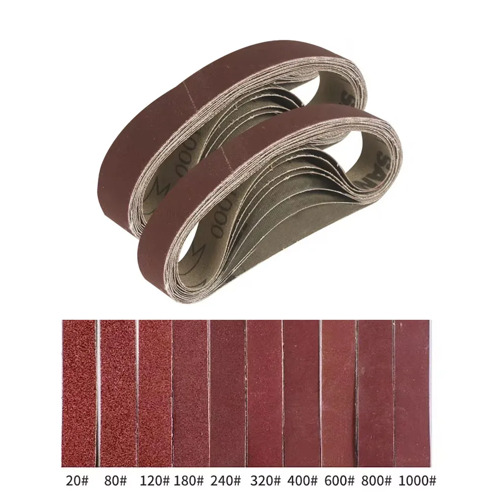 

10pcs Aluminum Oxide Sanding Belts 15/25*330mm Sanding Belt of 100 320 600 800 Grits Knife Sharpener Polishing Tools