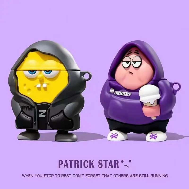 Para Airpods Pro 3 Funda 2025,3D Bob Esponja Patrick Star Funda de silicona para auriculares para Airpods pro 2/Airpods 1 2 3 4 Funda