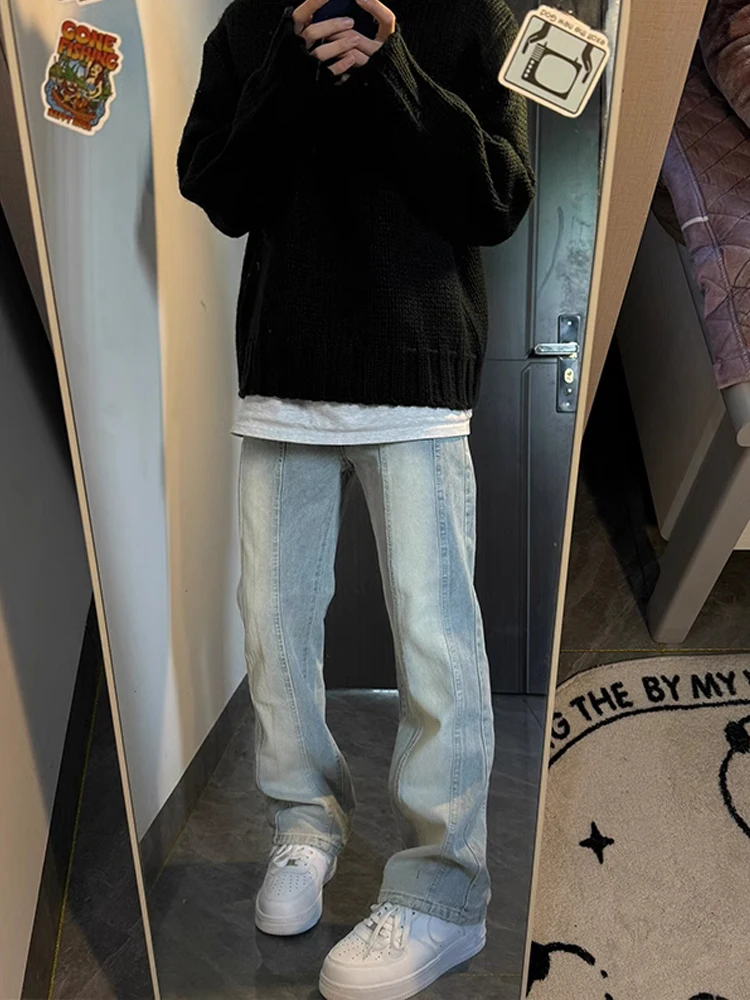 

Мужские джинсы Cleanfit с градиентным цветом, прямые, с пэчворком, в стиле High Street, весенняя мода, из смесового хлопка