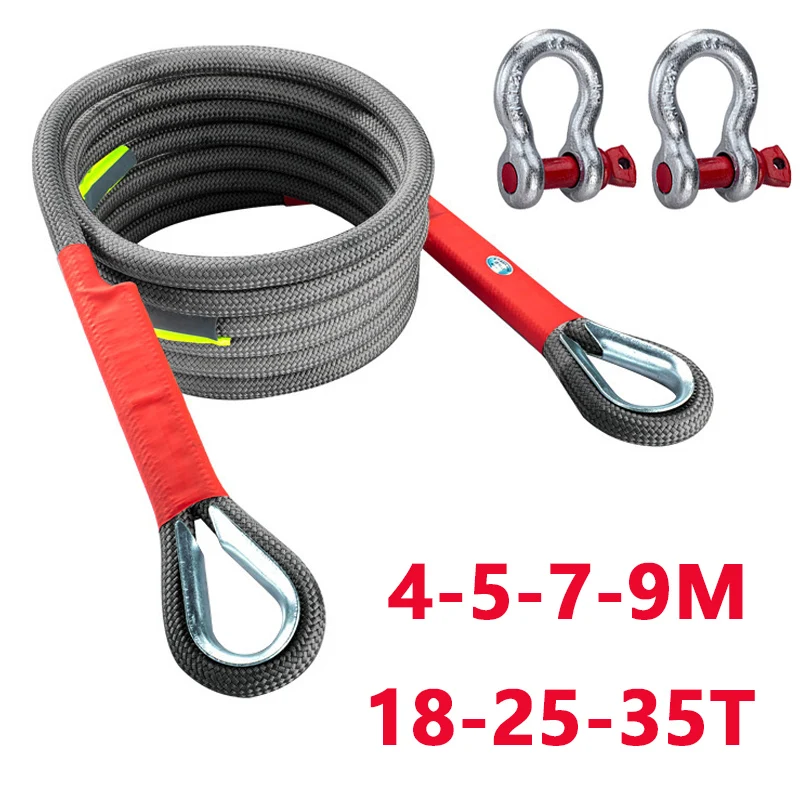 

Large-Tonnage Car Trailer Rope Outdoor Off-Road Emergency Rescue Belt Reinforced Polyester Braided High-Strength Shackle Tool