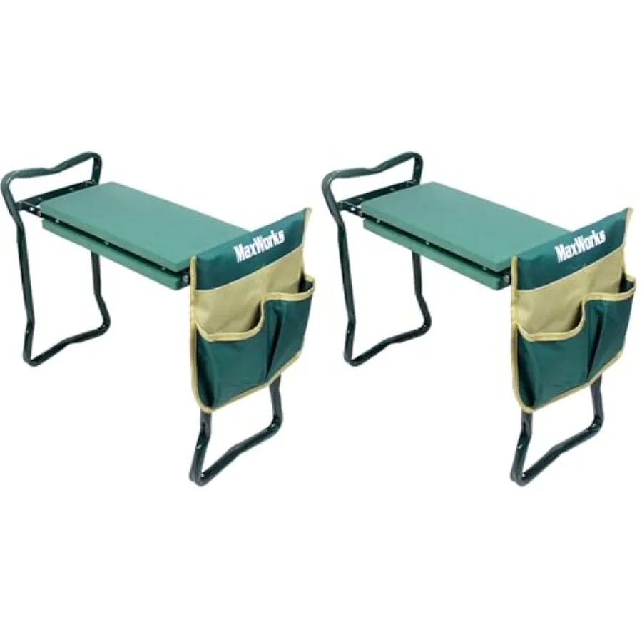 

Folding Garden Kneeler Stool with 8 inch Wide Kneeling Pad with 1 Tools Pouch for Planting and Gardening Pack of 2