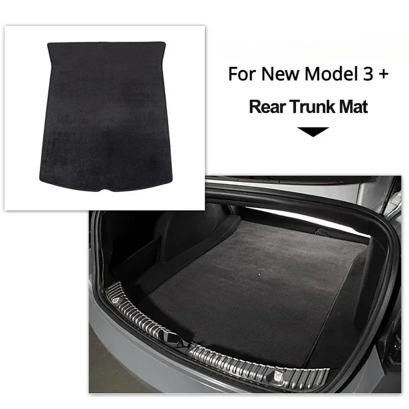 For tesla model 3 highland 2024 Flannel Front Rear Trunk Mat Car Trunk Bottom Full Coverage Protector Cargo Liner Anti Dirty Pad