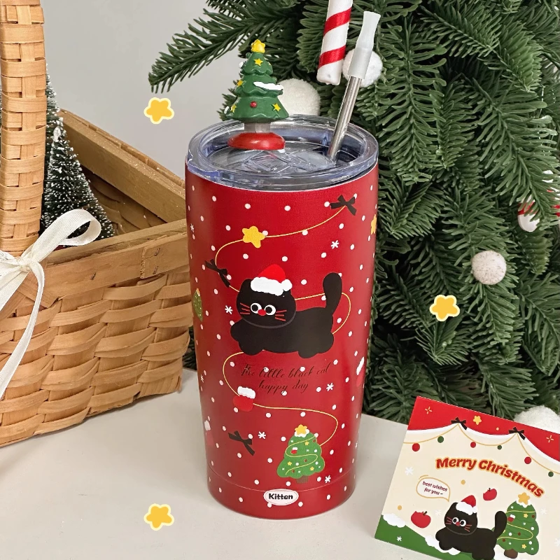 

Straw Reusable Thermoses Flip Top Portable Cold Keeper Kawaii Thermoses Red Bivouac Botellas Para El Agua Home Accessories