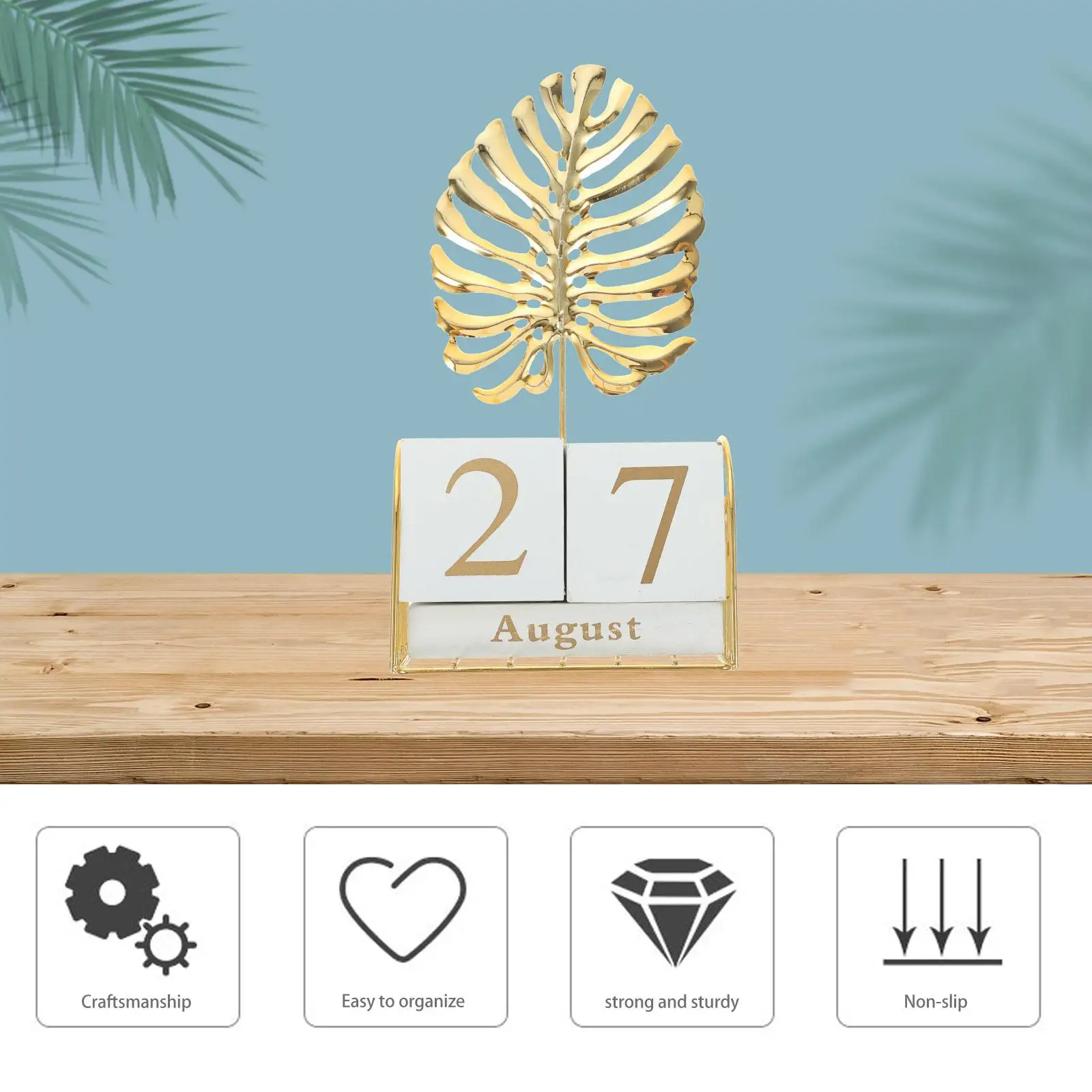 Date Sign for Desk Calendar Square Desktop Office Reusable Vintage