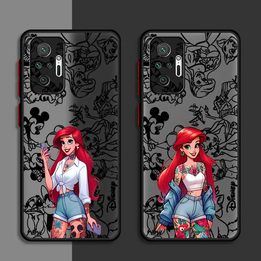 ديزني ارييل الأميرة غطاء من البولي يوريثان حافظة لهاتف شاومي ريدمي نوت 11 12 13 14 برو بلس 12S 9S 10 لايت 11S 10S
