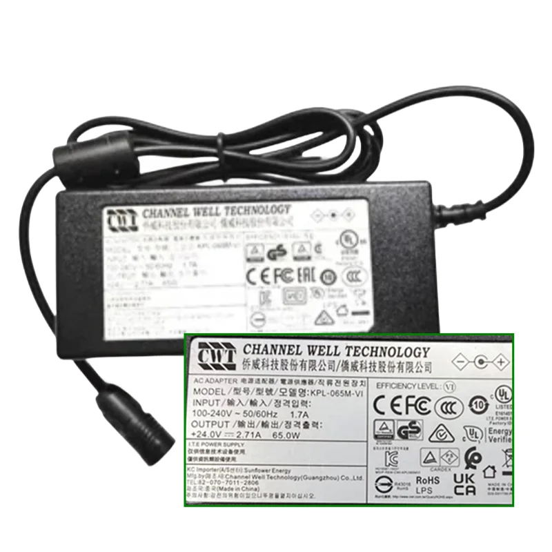 Imagem -02 - Canal Welch Bem Tecnologia. Carregador Adaptador para Adapter Tech Ats065t-p240 Fonte de Alimentação Cwt 24v 2.71a 65w