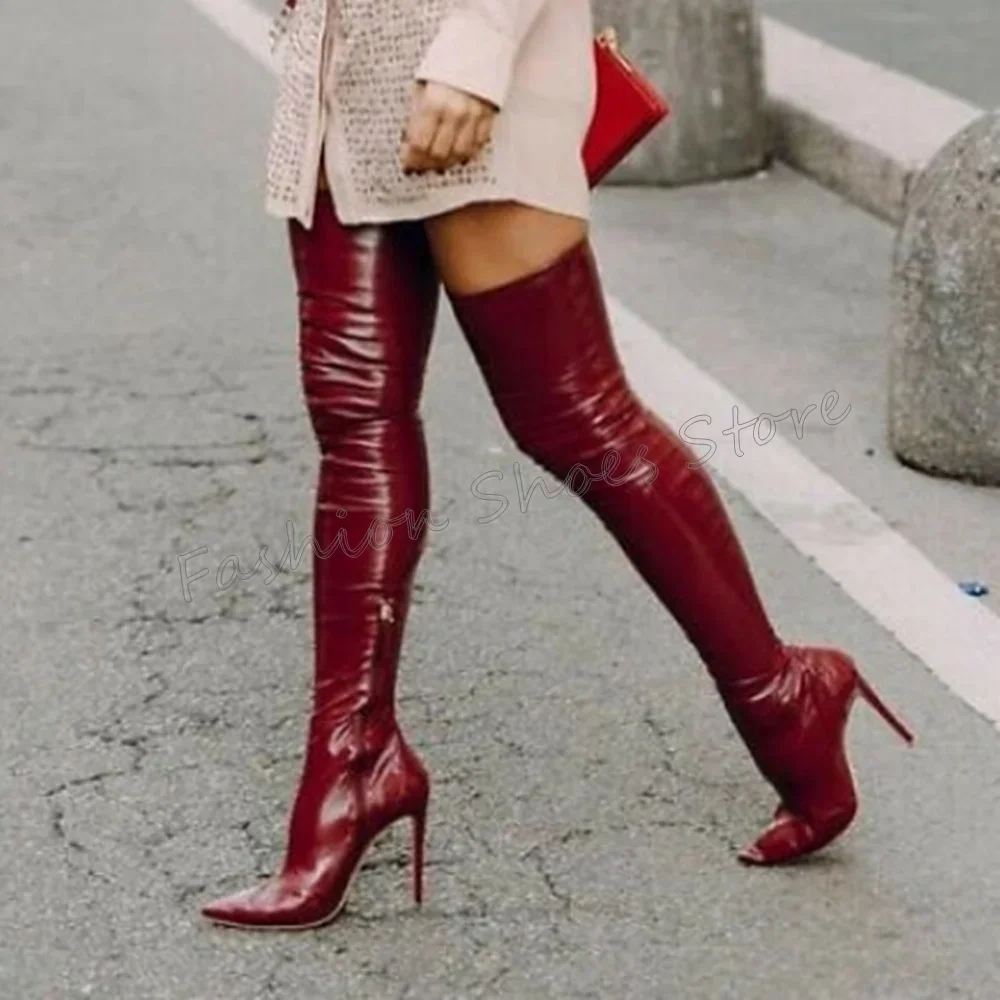 

Claret Side Zipper Pointed Toe Boots Stilettos High Heels High Heel Shoes for Women Fashion Heels 2024 New Zapatos Para Mujere